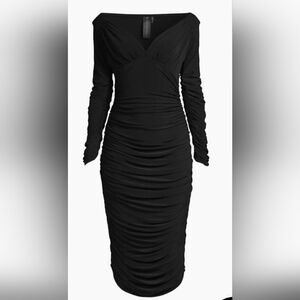 Norma Kamali elegant Black Ruched Dress Small